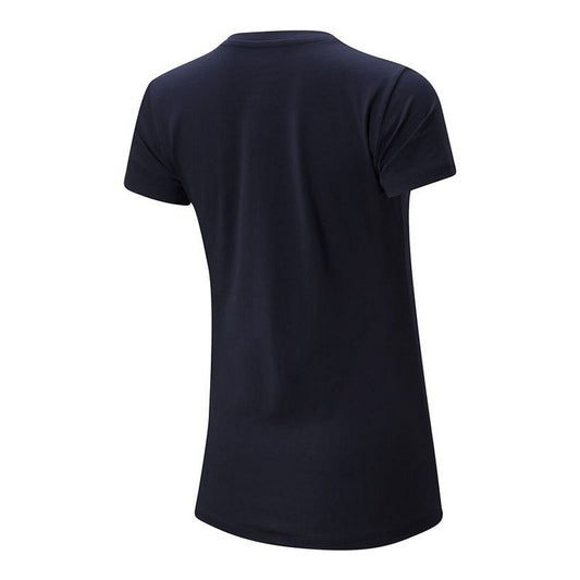 Dames-T-Shirt met Korte Mouwen New Balance WT91546 Donkerblauw