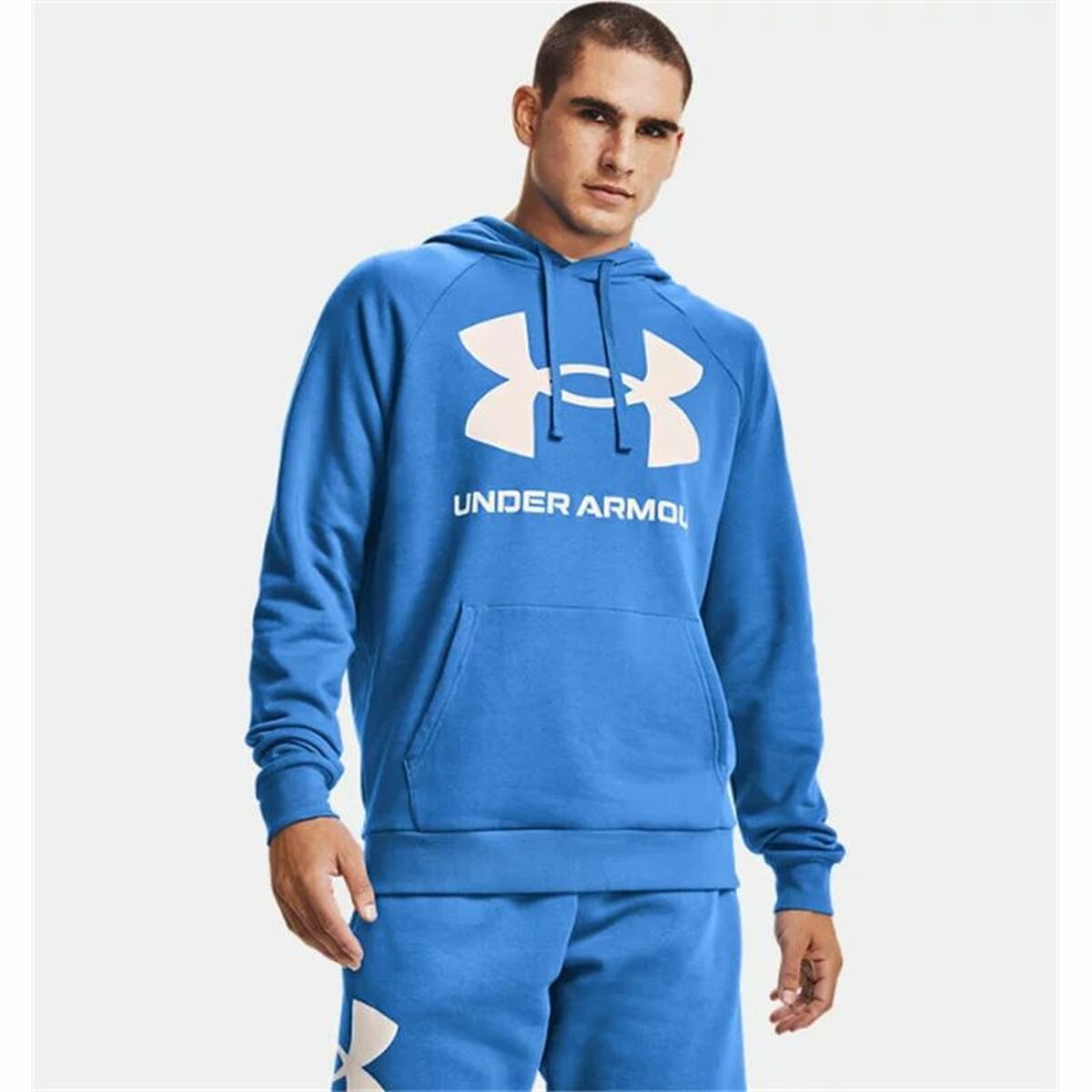 Herenhoodie Under Armour Rival Big Logo Blauw