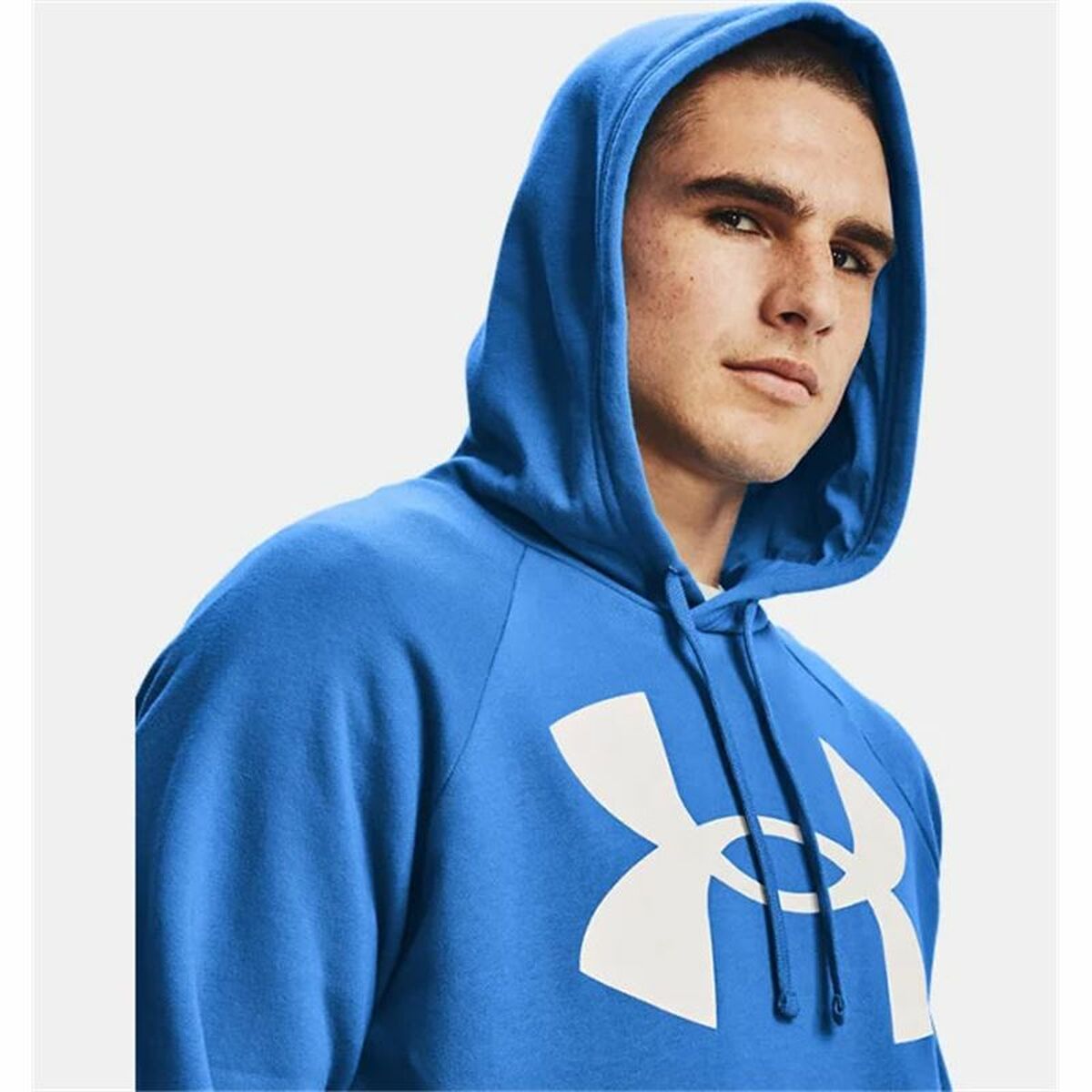 Herenhoodie Under Armour Rival Big Logo Blauw
