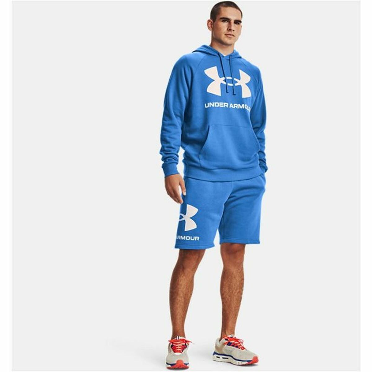 Herenhoodie Under Armour Rival Big Logo Blauw