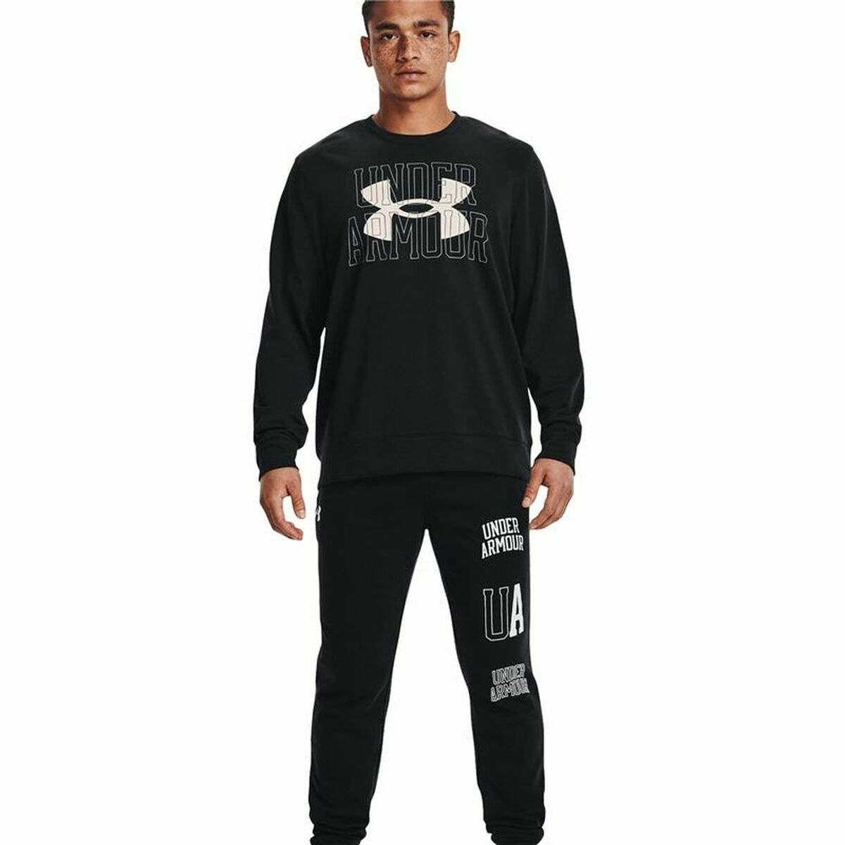 Heren-T-Shirt met Lange Mouwen Under Armour Logo Crew Zwart