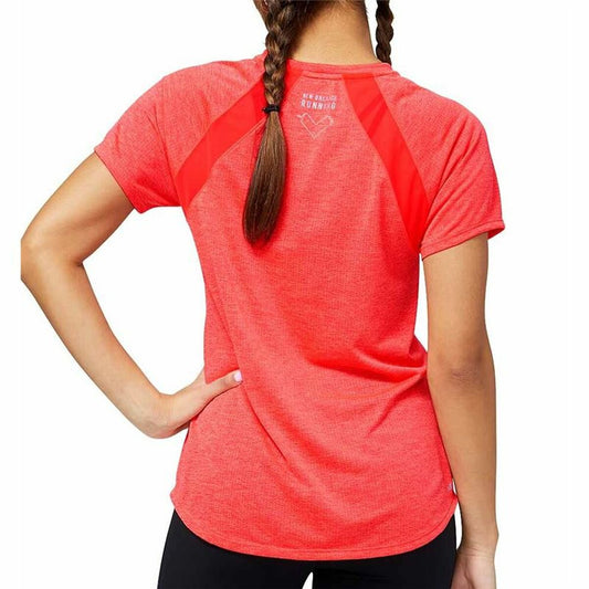 Dames-T-Shirt met Korte Mouwen New Balance Impact Run Oranje