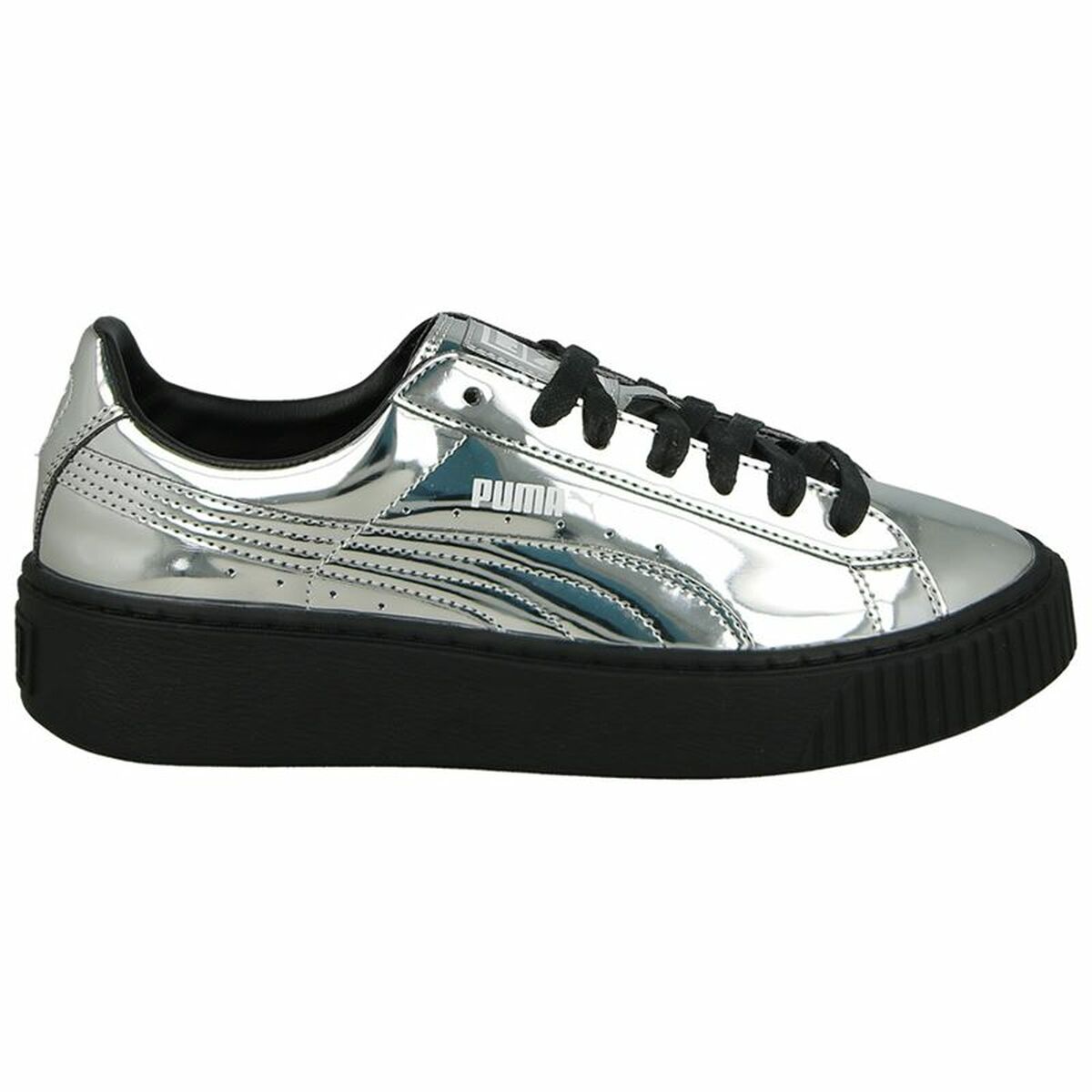 Sportschoenen voor Dames Puma Basket Platform Metallic Lichtgrijs