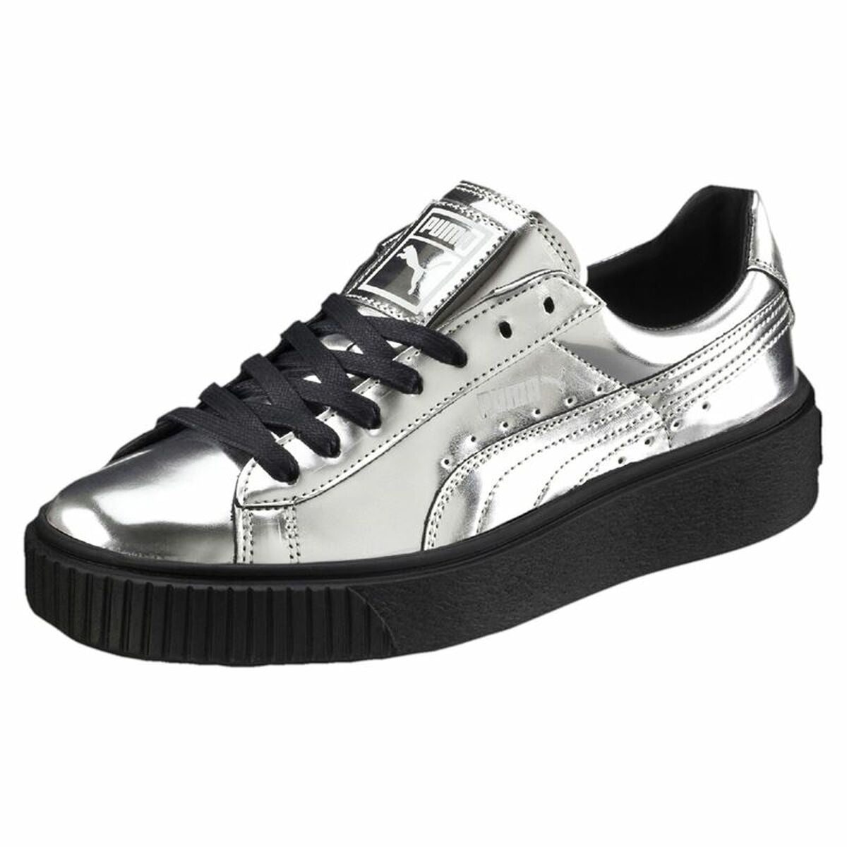 Sportschoenen voor Dames Puma Basket Platform Metallic Lichtgrijs