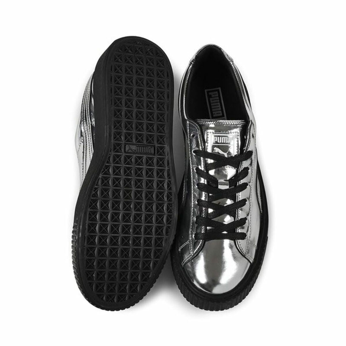 Sportschoenen voor Dames Puma Basket Platform Metallic Lichtgrijs