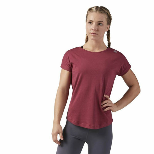 Dames-T-Shirt met Korte Mouwen Reebok Work Mesh Donkerrood