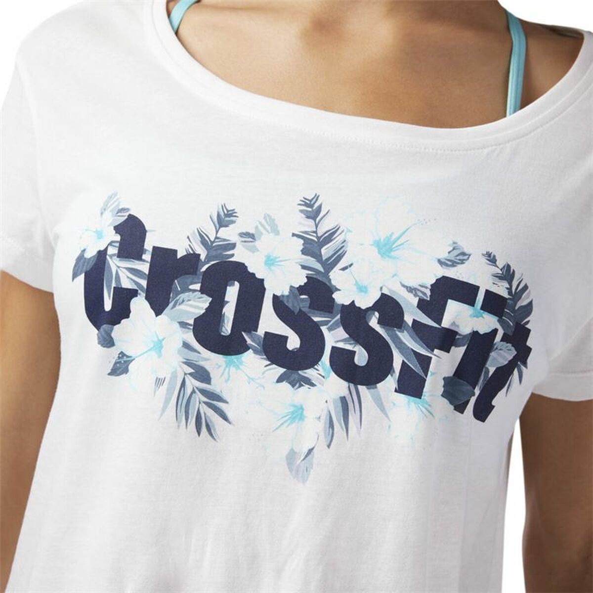 Dames-T-Shirt met Korte Mouwen Reebok Floral Easy Crossfit Wit