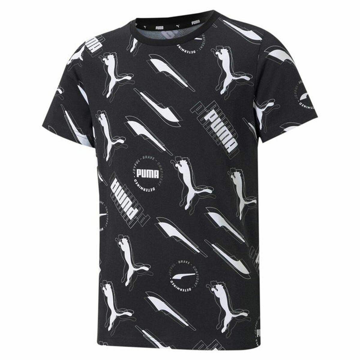 T-Shirt met Korte Mouwen voor kinderen Puma AOP Zwart