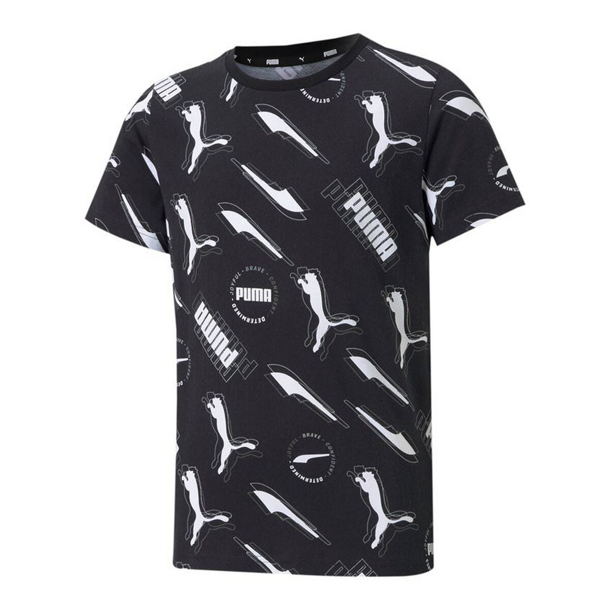 T-Shirt met Korte Mouwen voor kinderen Puma AOP Zwart