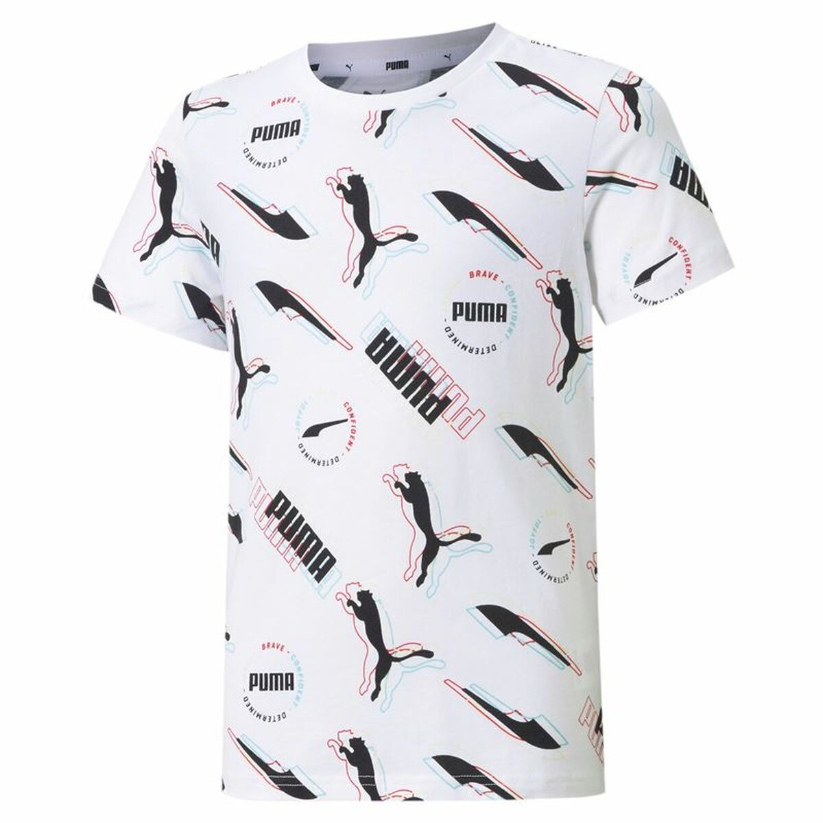 T-Shirt met Korte Mouwen voor kinderen Puma AOP Wit
