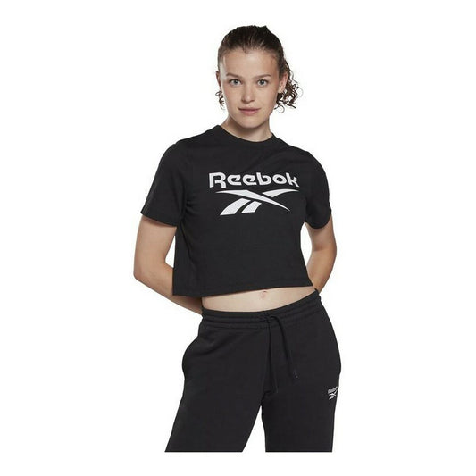 Dames-T-Shirt met Korte Mouwen Reebok Cropped Identity Zwart