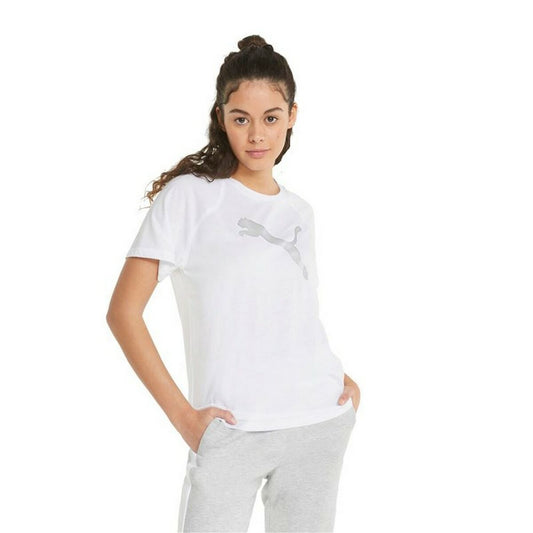 Dames-T-Shirt met Korte Mouwen Puma Evostripe Wit