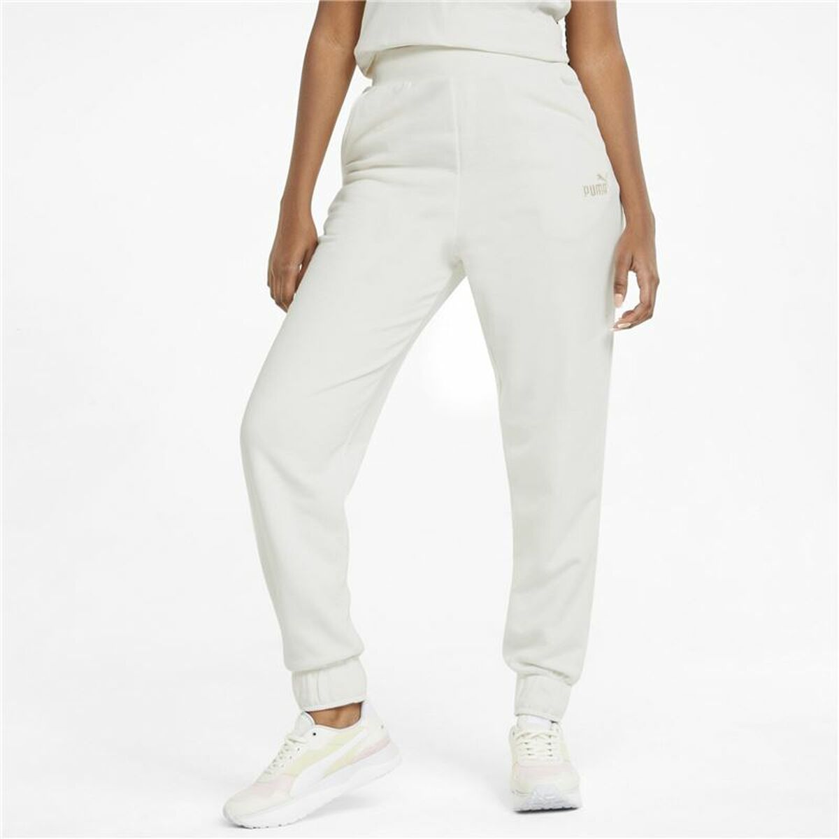 Lange sportbroek Puma Embroidery High Berg Wit Vrouw