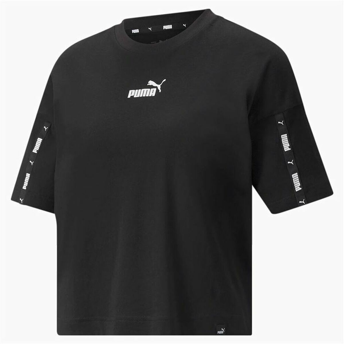 Dames-T-Shirt met Korte Mouwen Puma Tape Crop Zwart