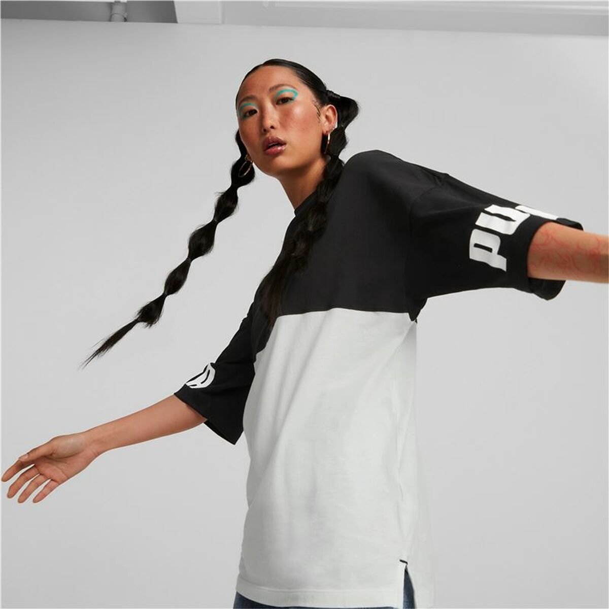 Shirt Puma Power Colorblock Wit Zwart