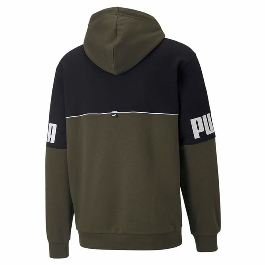 Herensweater zonder Capuchon Puma Power Colorblock Groen Zwart