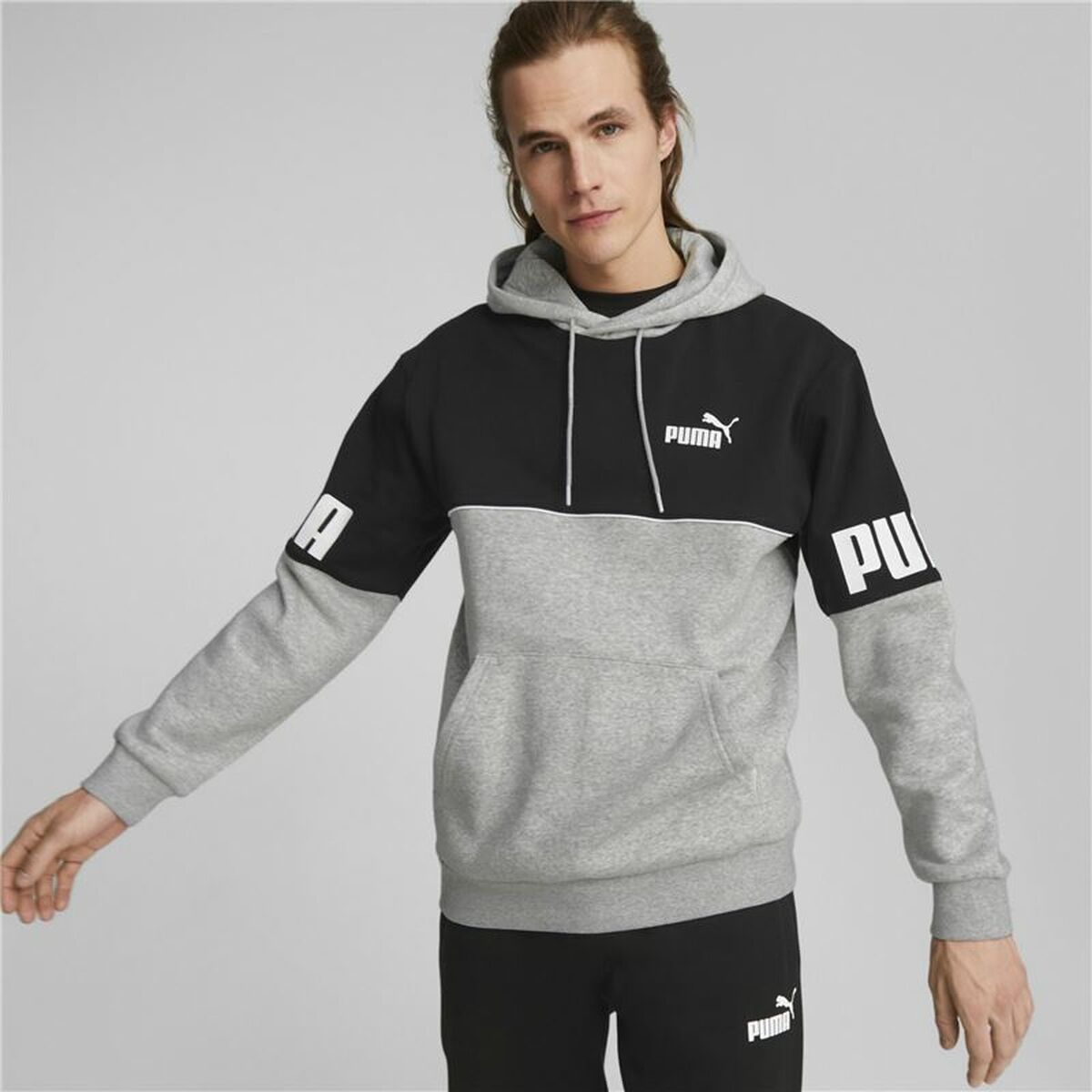 Herenhoodie Puma Power Colorblock Grijs