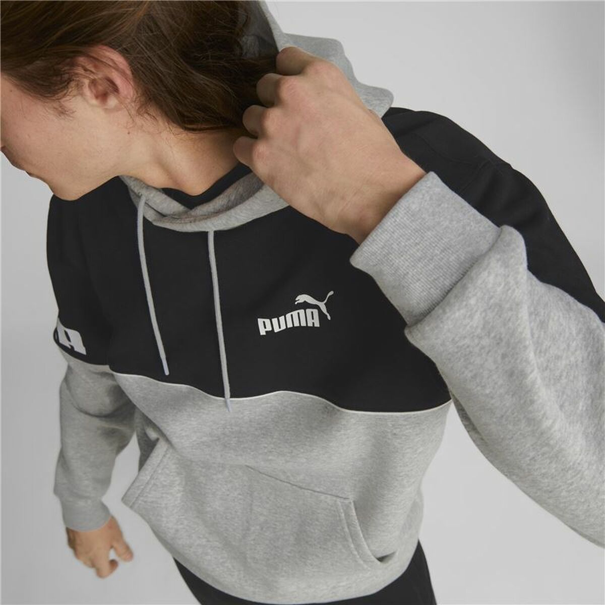 Herenhoodie Puma Power Colorblock Grijs