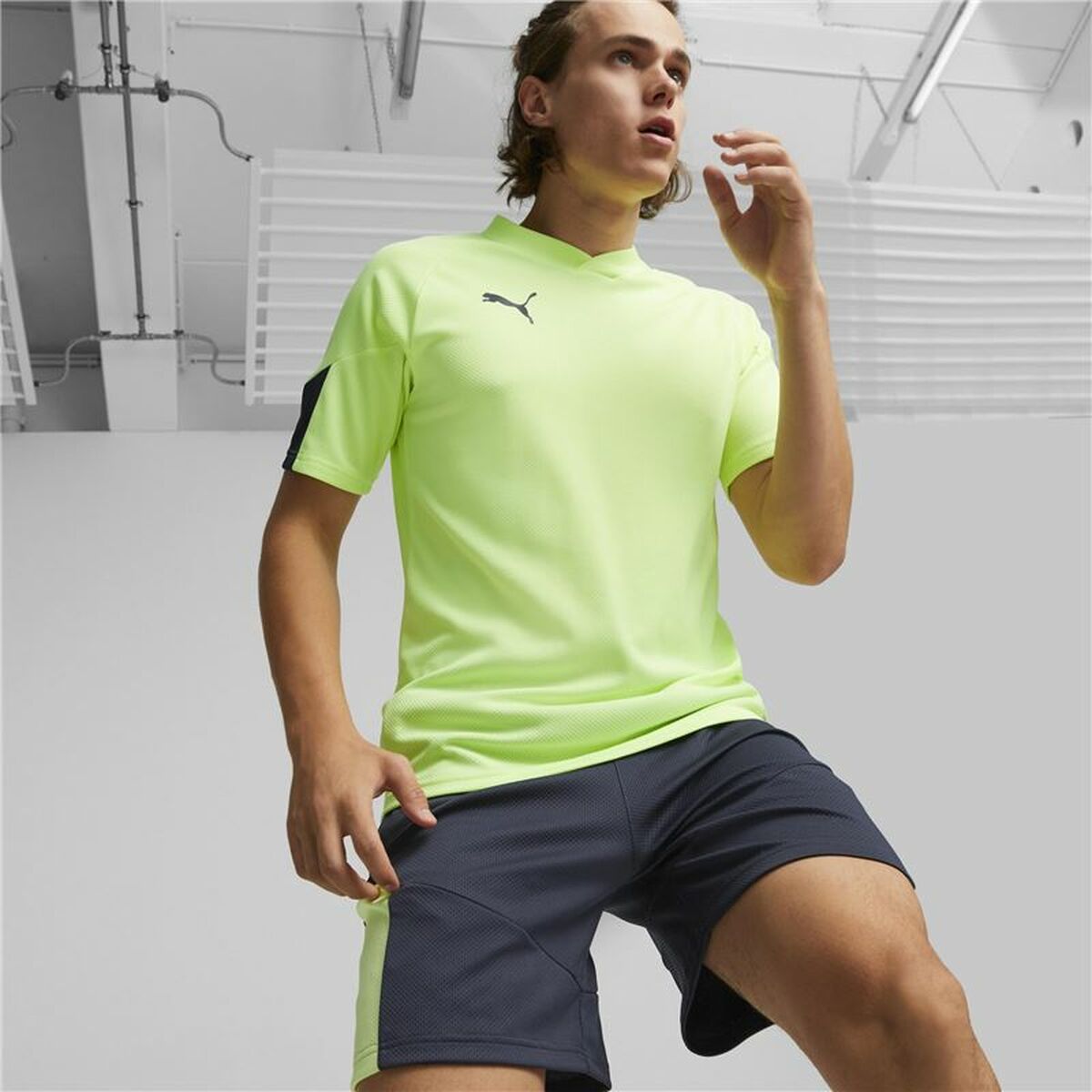 Heren-T-Shirt met Korte Mouwen Puma Individual Final Limoengroen Mannen