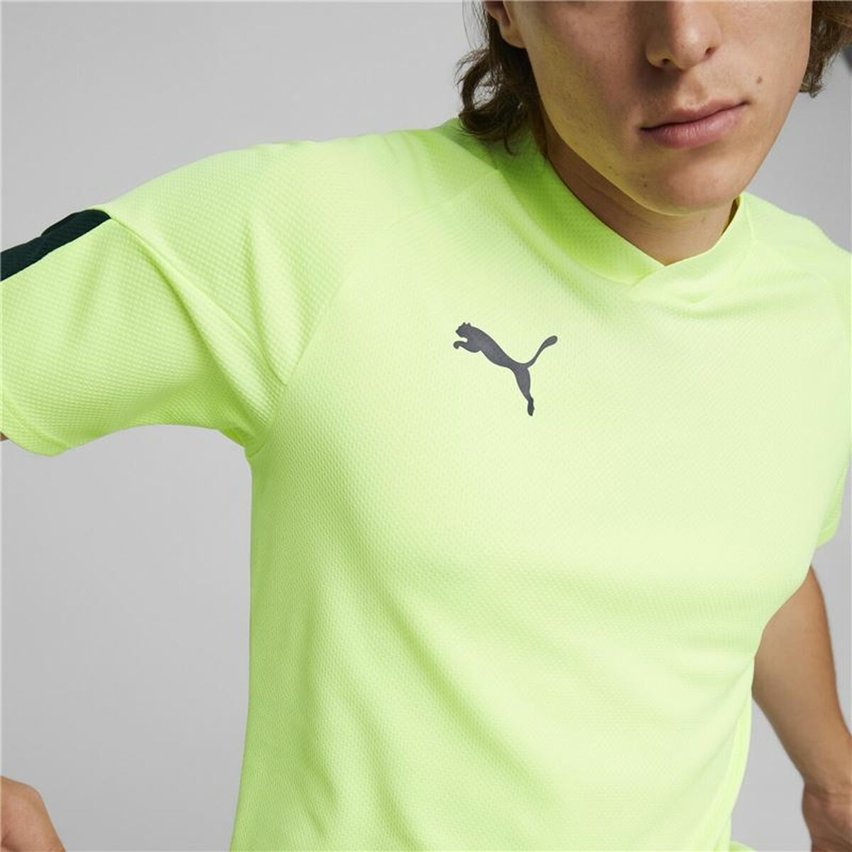 Heren-T-Shirt met Korte Mouwen Puma Individual Final Limoengroen Mannen