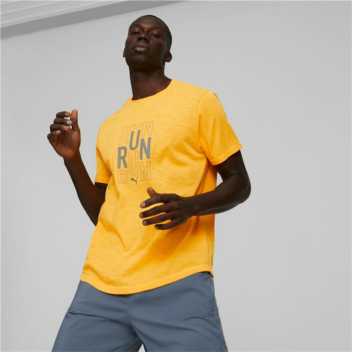 Heren-T-Shirt met Korte Mouwen Puma Geel