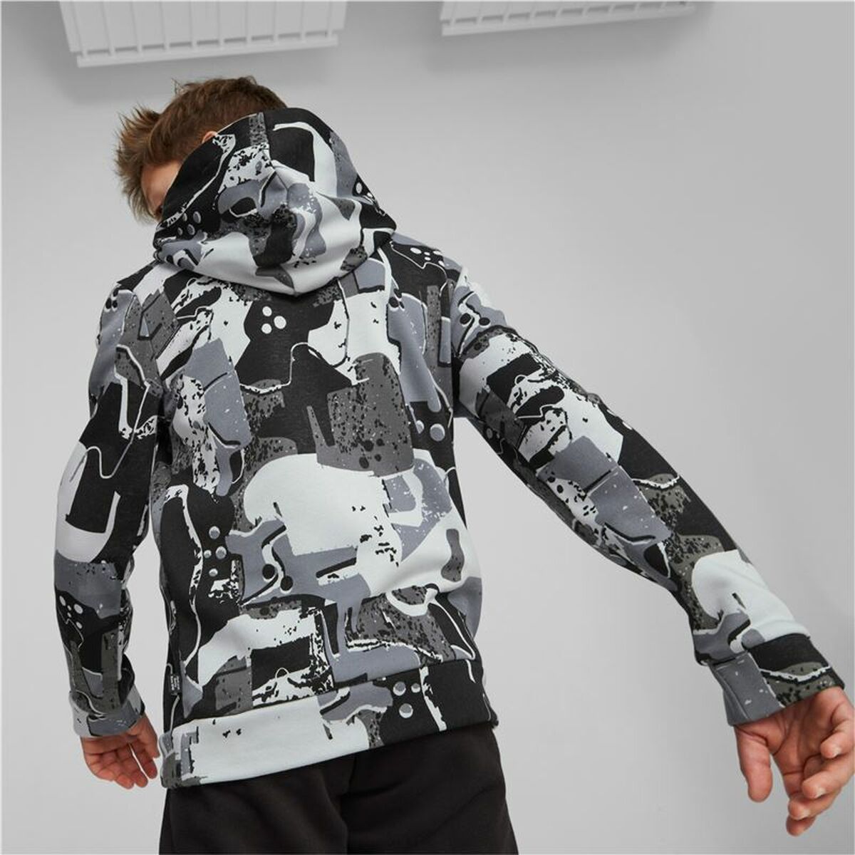 Kinderhoodie Puma Essentials+ Street Art Zwart Grijs
