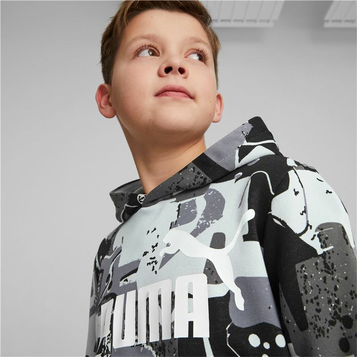 Kinderhoodie Puma Essentials+ Street Art Zwart Grijs