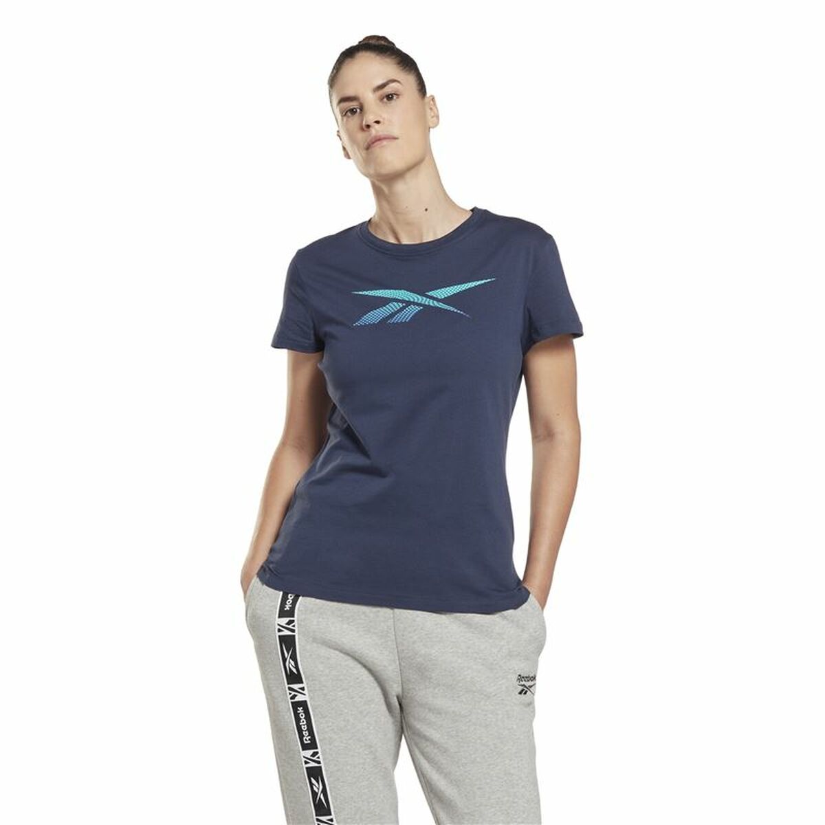 Dames-T-Shirt met Korte Mouwen Reebok Doorbuster Graphic Donkerblauw