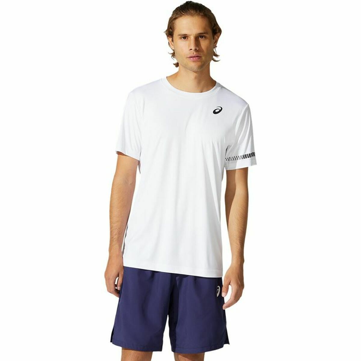 Heren-T-Shirt met Korte Mouwen Asics Court Wit