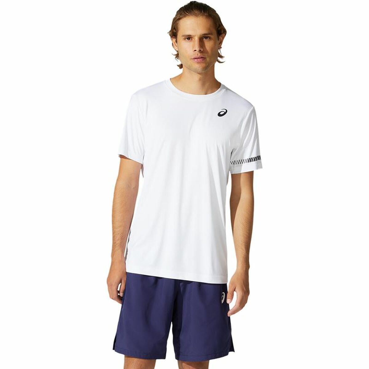 Heren-T-Shirt met Korte Mouwen Asics Court Wit