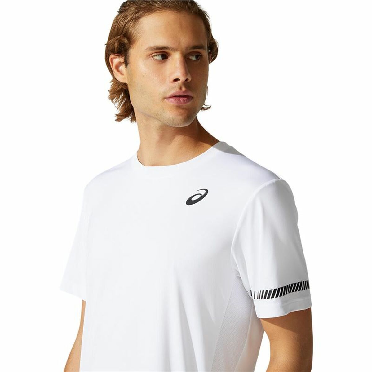 Heren-T-Shirt met Korte Mouwen Asics Court Wit