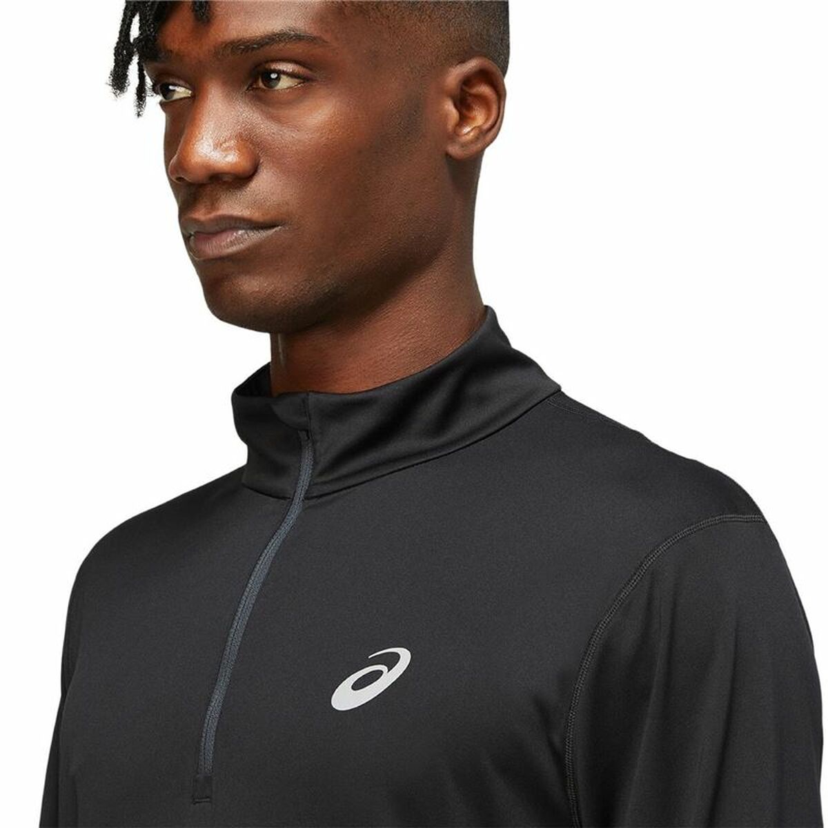 Heren-T-Shirt met Lange Mouwen Asics Core 1/2 Zwart Met ritssluiting