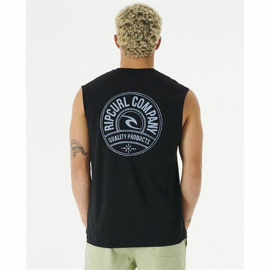 Heren Mouwloos T-shirt Rip Curl Stapler Muscle Zwart Mannen