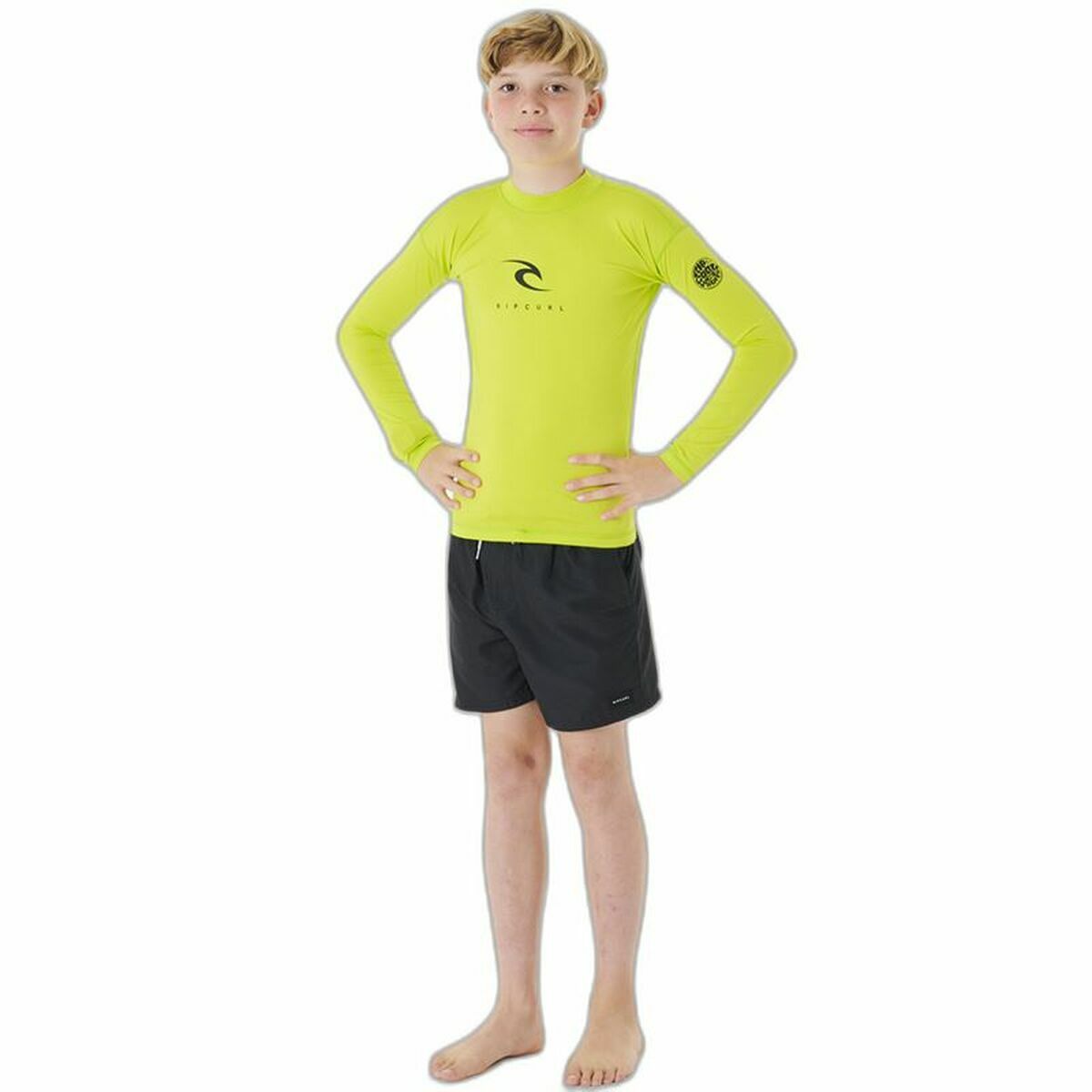 Shirt Rip Curl Corps L/S Rash Vest Geel Branding Lycra