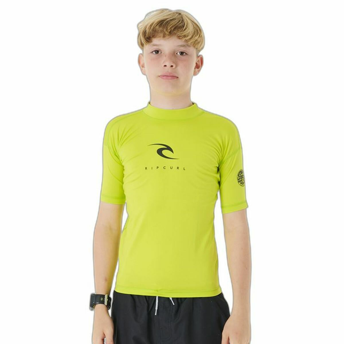 Shirt Rip Curl Corps S/S Rash Geel Branding Lycra