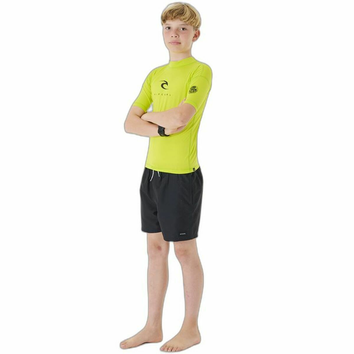 Shirt Rip Curl Corps S/S Rash Geel Branding Lycra