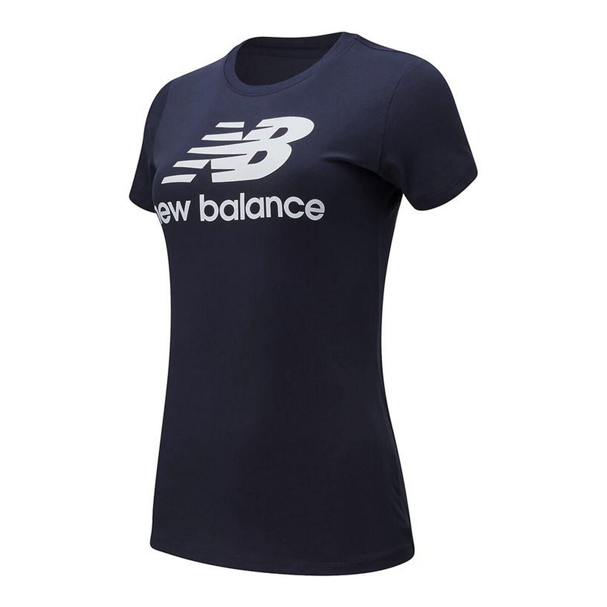 Dames-T-Shirt met Korte Mouwen New Balance WT91546 Donkerblauw