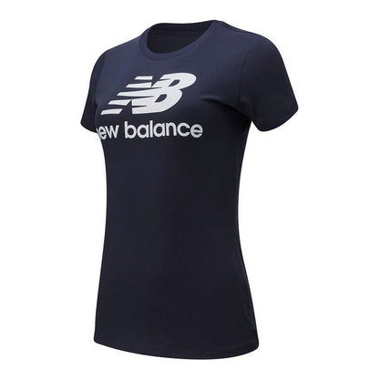 Dames-T-Shirt met Korte Mouwen New Balance WT91546 Donkerblauw