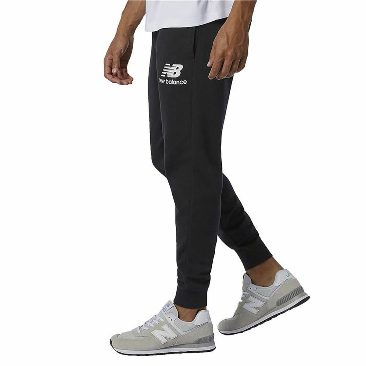 Lange sportbroek New Balance Essentials Stacked Logo Zwart Mannen