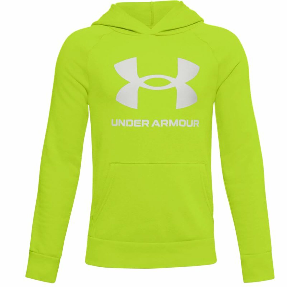 Kinderhoodie Under Armour Rival Big Logo 1 Limoengroen