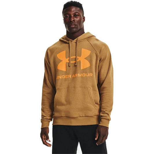 Herenhoodie Under Armour Rival Big Logo Oker