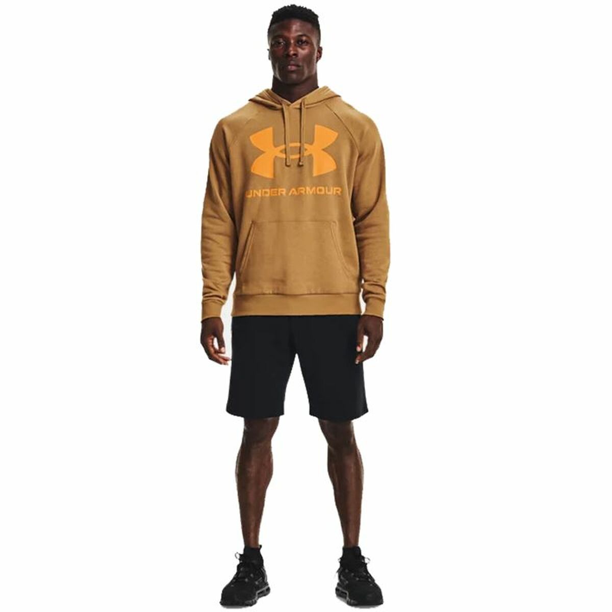 Herenhoodie Under Armour Rival Big Logo Oker