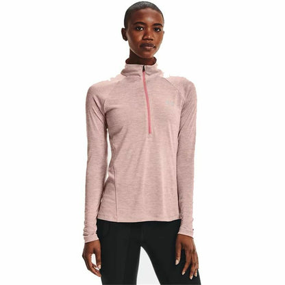 Dames-T-Shirt met Korte Mouwen Under Armour  Tech 1/2 Zip Roze