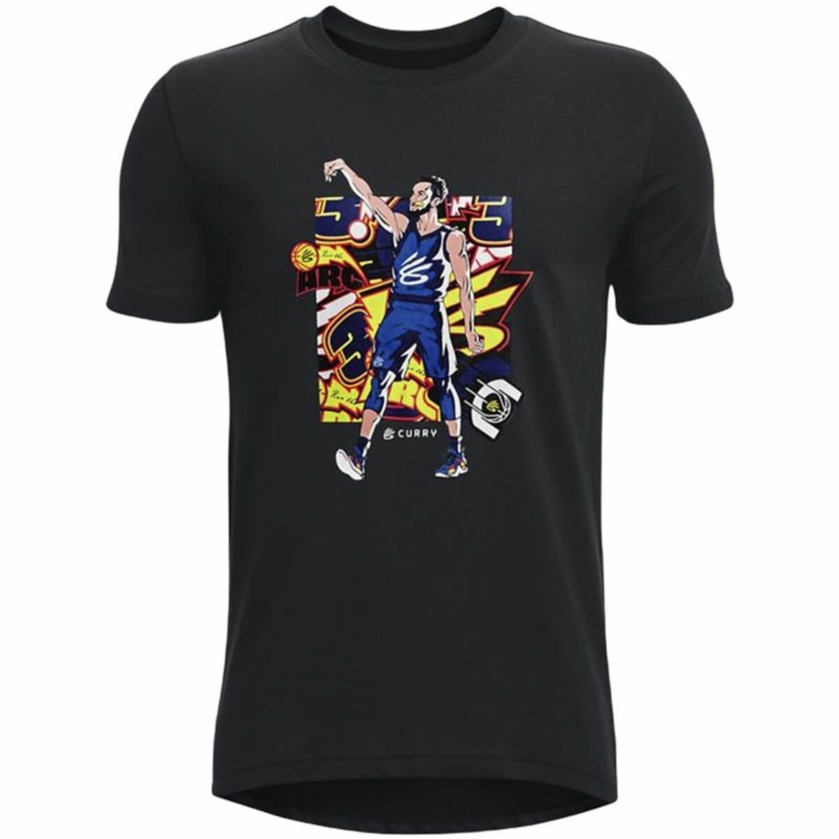 T-Shirt met Korte Mouwen voor kinderen Under Armour Curry Zwart