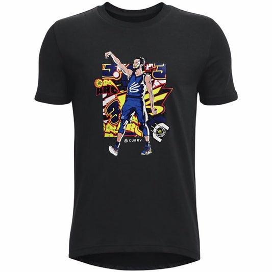 T-Shirt met Korte Mouwen voor kinderen Under Armour Curry Zwart