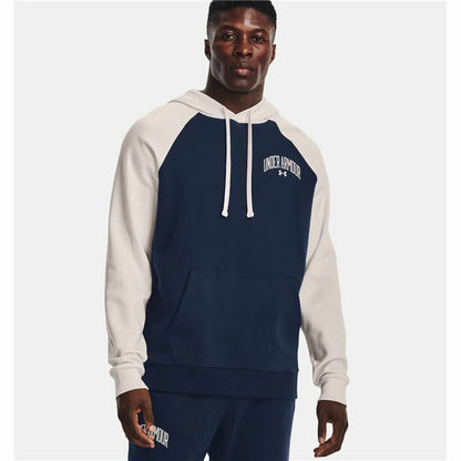 Herenhoodie Under Armour Wordmark Colorblock Marineblauw