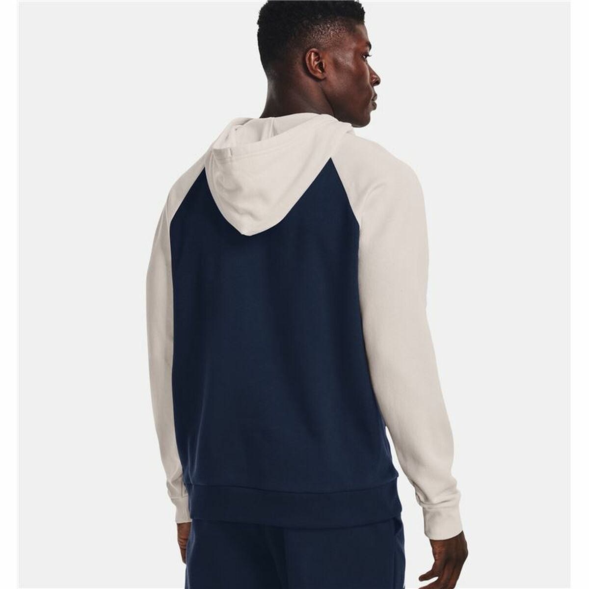 Herenhoodie Under Armour Wordmark Colorblock Marineblauw