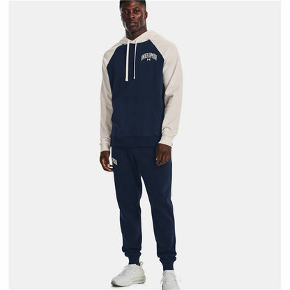 Herenhoodie Under Armour Wordmark Colorblock Marineblauw