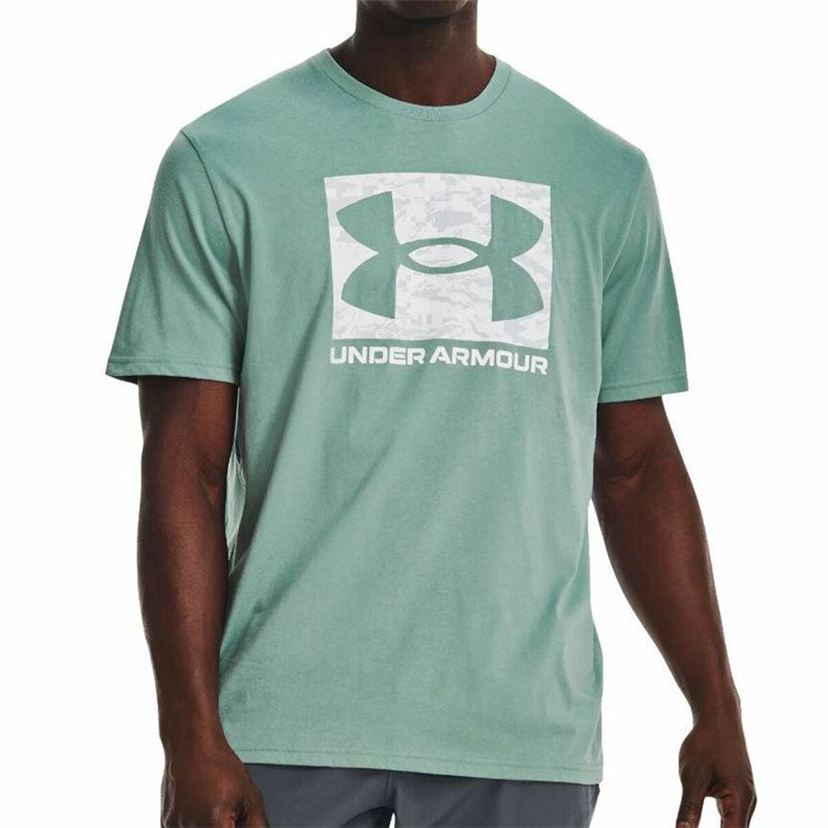 Heren-T-Shirt met Korte Mouwen Under Armour Camo Boxed Logo Aquamarijn Mannen