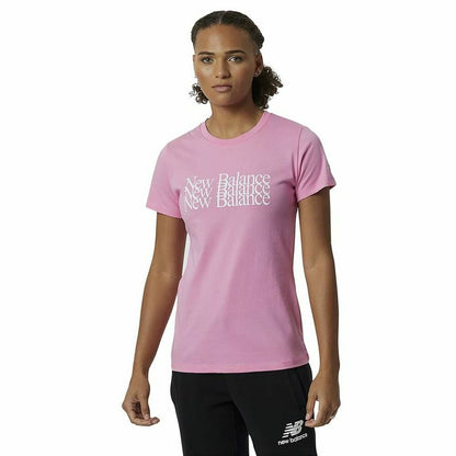 Dames-T-Shirt met Korte Mouwen New Balance Essentials Celebrate Roze